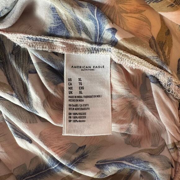 NWT American Eagle Women’s Cropped Hawaiian Button-Down Shirt Size XL Tropical - Picture 7 of 9